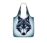 CNTDBU Fierce Wolf Head - Bolsa de compras plegable ligera y reutilizable para comestibles, mochila de viaje de 25 litros con cordón para el trabajo y el gimnasio