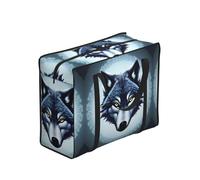 CNTDBU Fierce Wolf Head - Bolsa de compras resistente al agua, reutilizable, con cremallera, bolsa de almacenamiento plegable para viajes, picnic