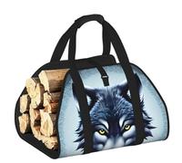 CNTDBU Fierce Wolf Head - Bolsa de transporte de leña de lona resistente, impermeable, con asas acolchadas