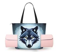 CNTDBU Fierce Wolf Head - Bolsa de yoga para mujer, bolsa de gimnasio grande con soporte para esterilla de yoga, bolsa de hombro ligera para entrenamiento, viajes, playa