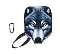 CNTDBU Fierce Wolf Head Pickleball - Funda de neopreno con bolsillo de malla, mosquetón para bolsa de gimnasio