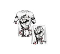 CNTDBU Fist Chain Brotherhood - Conjunto de pijama de manga corta para hombre, suave, transpirable, ropa de dormir de verano, ropa de descanso ligera con bolsillos para el hogar, Negro, L