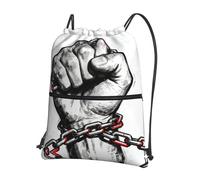 CNTDBU Fist Chain Brotherhood - Mochila con cordón y cremallera, impermeable, ligera, para deportes de gimnasio, bolsa ajustable para viajes, senderismo