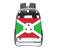 CNTDBU Flag of Burundi - Mochila transparente de 16 pulgadas, bolsa de PVC transparente aprobada para estadios, bolsillo frontal con estampado personalizado, mochila ligera de viaje unisex