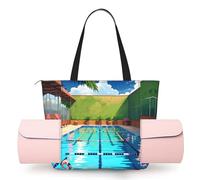 CNTDBU Flamingo and Swimming Pool - Bolsa de yoga para mujer, bolsa de gimnasio grande con soporte para esterilla de yoga, bolsa de hombro ligera para entrenamiento, viajes, playa