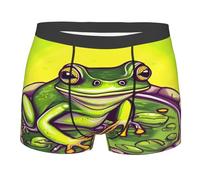 CNTDBU Frog in a Pond - Calzoncillos tipo bóxer para hombre con bolsa de contorno, ropa interior elástica suave y transpirable, cintura sin etiquetas, Negro, XXL