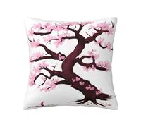 CNTDBU Funda de cojín de felpa de doble cara con diseño de árbol de cerezo, funda de almohada cuadrada suave y acogedora con cremallera oculta, funda de almohada decorativa para cama, sofá o coche
