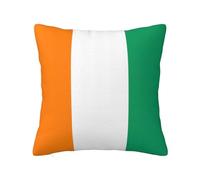 CNTDBU Funda de cojín de felpa de doble cara con diseño de bandera de Costa de Marfil, funda de almohada cuadrada suave y acogedora con cremallera oculta, funda de almohada decorativa para cama, sofá