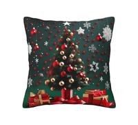 CNTDBU Funda de cojín de felpa de doble cara con diseño de bola redonda, diseño de árbol de Navidad, funda de almohada cuadrada suave y acogedora con cremallera oculta, funda de almohada decorativa