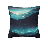 CNTDBU Funda de cojín de felpa de doble cara con estrellas de ciencia ficción, funda de almohada cuadrada suave y acogedora con cremallera oculta, funda de almohada decorativa para cama, sofá o coche