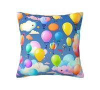 CNTDBU Funda de cojín de felpa de doble cara con globos coloridos, funda de almohada cuadrada suave y acogedora con cremallera oculta, funda de almohada decorativa para cama, sofá o coche