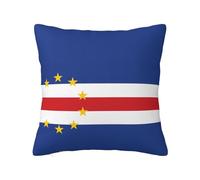 CNTDBU Funda de cojín de felpa de doble cara con la bandera de Cabo Verde, funda de almohada cuadrada suave y acogedora con cremallera oculta, funda de almohada decorativa para cama, sofá o coche