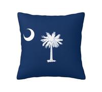 CNTDBU Funda de cojín de felpa de doble cara con la bandera de Carolina del Sur, funda de almohada cuadrada suave y acogedora con cremallera oculta, funda de almohada decorativa para cama, sofá o