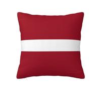 CNTDBU Funda de cojín de felpa de doble cara con la bandera de Letonia, funda de almohada cuadrada suave y acogedora con cremallera oculta, funda de almohada decorativa para cama, sofá o coche