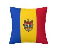CNTDBU Funda de cojín de felpa de doble cara con la bandera de Moldavia, funda de almohada cuadrada suave y acogedora con cremallera oculta, funda de almohada decorativa para cama, sofá o coche