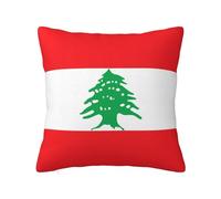 CNTDBU Funda de cojín de felpa de doble cara con la bandera del Líbano, funda de almohada cuadrada suave y acogedora con cremallera oculta, funda de almohada decorativa para cama, sofá o coche