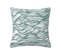 CNTDBU Funda de cojín de felpa de doble cara con rayas onduladas verdes, funda de almohada cuadrada suave y acogedora con cremallera oculta, funda de almohada decorativa para cama, sofá o coche