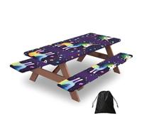 CNTDBU Funda de mesa de picnic con diseño de estrella de un caballo de 72 pulgadas, impermeable, para camping, mantel de borde elástico para barbacoa al aire libre