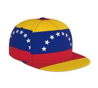CNTDBU Gorra de béisbol con visera plana de la bandera de Venezuela para hombres y mujeres, ajustable, transpirable, con banda que absorbe el sudor, color negro