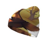 Cntdbu Gorro de punto unisex con estampado de ardilla que come nueces, gorro de invierno suave para hombres y mujeres, gorro elástico y cálido, regalo divertido negro