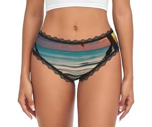 CNTDBU Hamaca de playa para mujer, ropa interior de bikini de encaje negro, ropa interior elástica suave y de talle bajo, sin costuras, transpirable, hipster para uso diario, Negro, XL