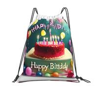 CNTDBU Happy Birthday - Hermosa bolsa grande con cincha, impermeable, ligera, para deportes de gimnasio, mochila casual con cordón para viajes, senderismo