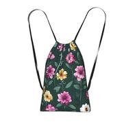 CNTDBU Hermosa mochila plegable con cordón ajustable con flores moradas, ligera, plegable, reutilizable, para viajes, mochila compacta para camping, gimnasio