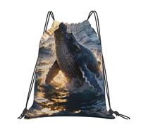 CNTDBU Humpback Whale - Mochila grande impermeable y ligera para deportes de gimnasio, mochila casual con cordón para viajes, senderismo
