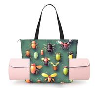 CNTDBU Insect Atlas - Bolsa de yoga para mujer, bolsa de gimnasio grande con soporte para esterilla de yoga, bolsa de hombro ligera para entrenamiento, viajes, playa
