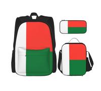 CNTDBU Juego de bolsa de almuerzo con la bandera de Madagascar 3 en 1, bolsa de viaje para viajeros, bolsa de almuerzo aislada para el trabajo con funda para laptop