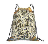 CNTDBU Labyrinth Treasure Map - Mochila grande impermeable y ligera para deportes de gimnasio, mochila casual con cordón para viajes, senderismo
