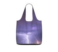 CNTDBU Lightning Storm - Bolsa de compras plegable, ligera, reutilizable, para comestibles, mochila de viaje de 25 litros con cordón para el trabajo y el gimnasio