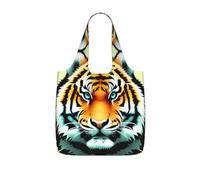 CNTDBU Little Fat Tiger Head - Bolsa de compras plegable ligera y reutilizable para comestibles, mochila de viaje de 25 litros con cordón para el trabajo y el gimnasio