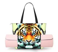 CNTDBU Little Fat Tiger Head - Bolsa de yoga para mujer, bolsa de gimnasio grande con soporte para esterilla de yoga, bolsa de hombro ligera para entrenamiento, viajes, playa