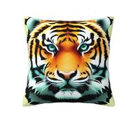 CNTDBU Little Fat Tiger Head - Funda de cojín de felpa de doble cara, funda de almohada cuadrada suave y acogedora con cremallera oculta, funda de almohada decorativa para cama, sofá o coche