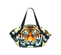CNTDBU Little Fat Tiger Head - Manta de picnic 2 en 1, plegable, impermeable, redonda, para parque de playa, bolsa portátil de camping con bolsillos de almacenamiento para aventuras al aire libre