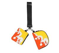 CNTDBU Llavero de pulsera con la bandera del Reino de Bután para mujer, bolso de muñeca pequeño para llaves, tarjetas, paquete de 2 bolsas con cremallera para correr, gimnasio, viajes, deportes al