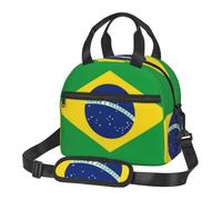 CNTDBU Lonchera térmica con la bandera de Brasil para el trabajo, bolsa de alimentos aislada con correa de hombro ajustable, enfriador a prueba de fugas para uso diario