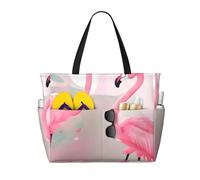 CNTDBU Love Flamingo - Bolsa de viaje de playa de gran capacidad, impermeable, con 7 bolsillos, bolsa de gran tamaño para gimnasio, camping, ligera y plegable