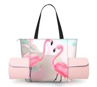 CNTDBU Love Flamingo - Bolsa de yoga para mujer, bolsa de gimnasio grande con soporte para esterilla de yoga, bolsa de hombro ligera para entrenamiento, viajes, playa