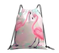 CNTDBU Love Flamingo - Mochila grande impermeable y ligera para deportes de gimnasio, mochila casual con cordón para viajes, senderismo