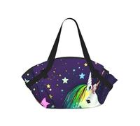 CNTDBU Manta de picnic 2 en 1 con diseño de estrella de un caballo, plegable, impermeable, redonda, para parque de playa, bolsa portátil de camping con bolsillos de almacenamiento para aventuras al