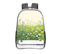 CNTDBU Mixed Wild Meadow - Mochila transparente de 40,6 cm, resistente, aprobada por estadios, PVC, parte inferior reforzada, mochila de viaje, unisex