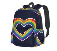 CNTDBU Mochila casual ligera con diseño de corazón arcoíris para adultos, mochila de viaje de gran capacidad con correas acolchadas, bolsa de viaje resistente al agua