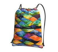 CNTDBU Mochila con cordón de escamas de pez arcoíris con cremallera, impermeable, ligera, para deportes de gimnasio, bolsa de cincha ajustable para viajes y senderismo