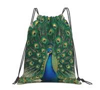 CNTDBU Mochila grande con diseño de cola de pavo real, impermeable, ligera, para deportes de gimnasio, mochila casual con cordón para viajes, senderismo
