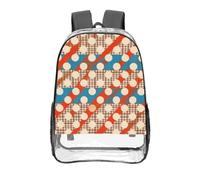 CNTDBU Mochila transparente a cuadros de 16 pulgadas, resistente, aprobada por estadios, bolsa de libros de PVC transparente, parte inferior reforzada, mochila de viaje, unisex