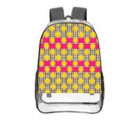 CNTDBU Mochila transparente a rayas a cuadros de 16 pulgadas, resistente, aprobada por estadios, bolsa de libros de PVC transparente, parte inferior reforzada, mochila de viaje, unisex