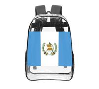 CNTDBU Mochila transparente con la bandera de Guatemala de 16 pulgadas, bolsa de PVC transparente aprobada para estadios, bolsillo frontal con estampado personalizado, mochila ligera de viaje unisex