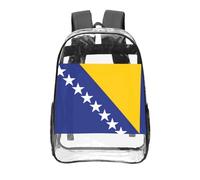 CNTDBU Mochila transparente de 40,6 cm con diseño de bandera de Bosnia y Herzegovina, bolsa de PVC transparente aprobada para estadios, bolsillo frontal con estampado personalizado, mochila ligera de